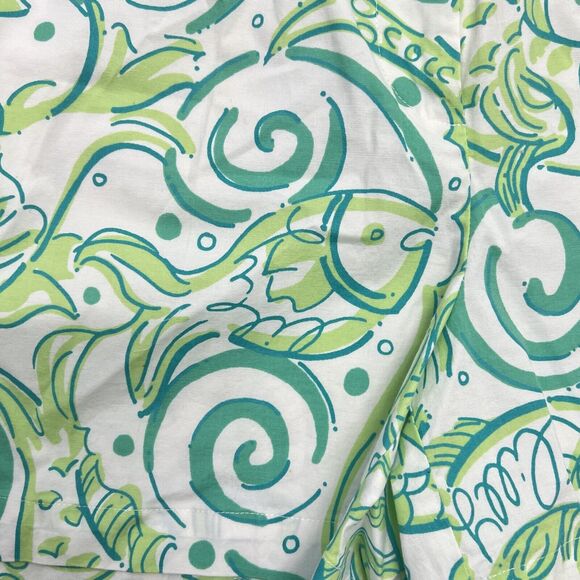 Lilly Pulitzer Shorts Women Size 8 Green White Fish Reef Stretch High Rise - Picture 7 of 14